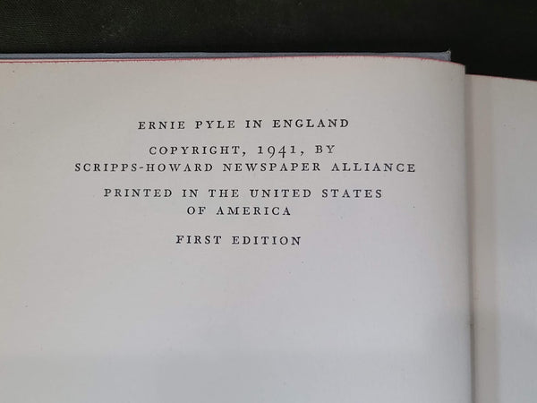 Ernie Pyle in England 1941 Book First Edition