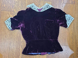 Burgundy Velvet Blouse <br> (B-34" W-26")