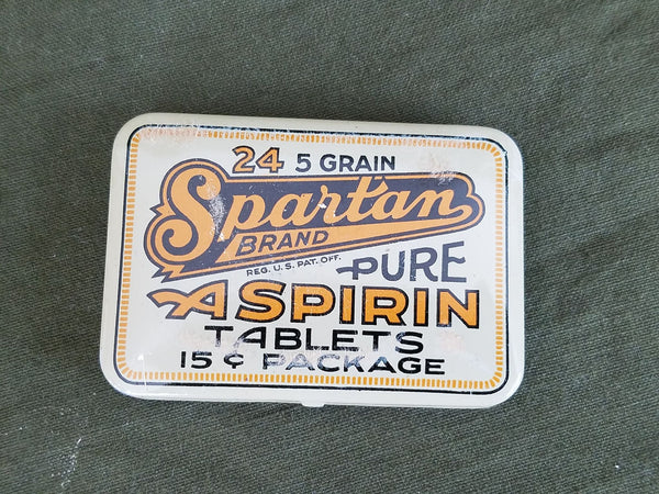 New Old Stock Vintage 1930s Spartan Aspirin Tin USA
