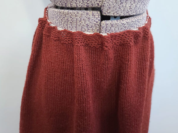 Dark Red Knit Sweater and Skirt Set <br> (B-42" W-24"-30" H-42")