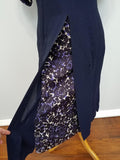 Navy Blue Dress with Trim AS-IS <br> (B-43" W-38" H-46")