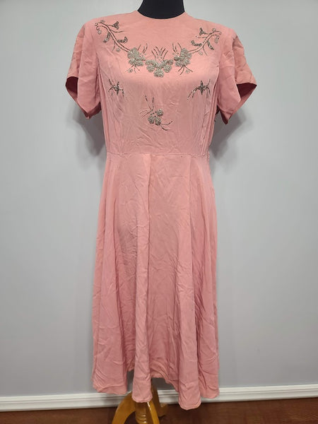Pink Dress with Beading (as-is) <br> (B-41" W-32" H-48")
