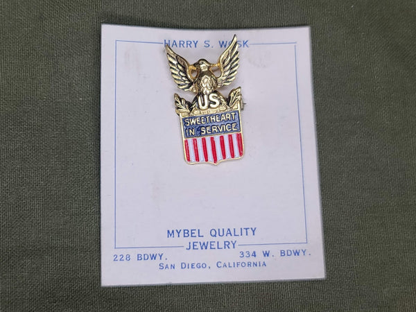 Coro Sweetheart in Service Sterling Pin on Original Card