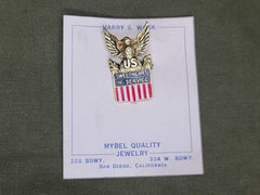 Coro Sweetheart in Service Sterling Pin on Original Card