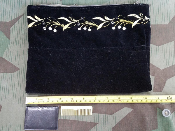 Black Velvet Clutch Purse with DRP Zipper