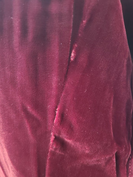 Dark Red Velvet Gown <br> (B-36" W-28" H-36.5")