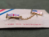 "On to Victory" British and American Flag Pin