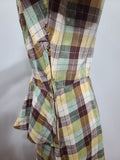 Brown, Yellow & Green Plaid Dress <br> (B-36" W-28" H-37")