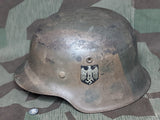 WWII German ckl66 Single Decal Green and Tan Camo M42 Helmet