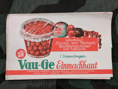 Original 1930s / 1940s WWII German Vau-Ge Cellophane for Canning