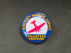 Original WWII Aircraft Warning Service Volunteer Observer Pin