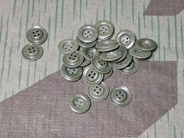 Original WWII German Feldgrau Shirt Buttons Dished Metal 14mm 4 Hole