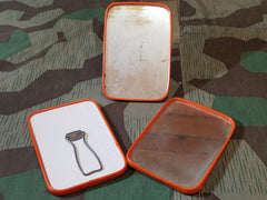 Original WWII German Personal Mirror w Orange Trim