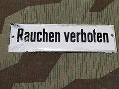 Original WWII German Rauchen Verboten No Smoking Enamel Sign 