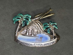 Original WWII Remember Pearl Harbor Island Plane Pin Brooch
