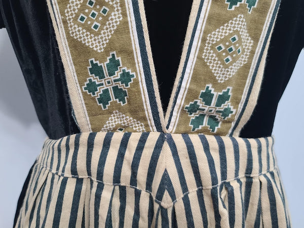 German Black Velvet Dress with Apron <br> (B-34" W-27" H-35")