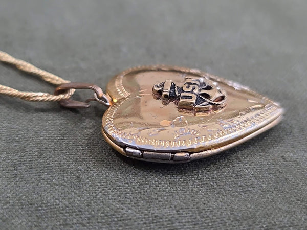 US Navy Heart Locket Necklace USN (with photo)