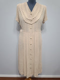 Vintage 1940s Beige Button Down Dress Volup Plus Size 
