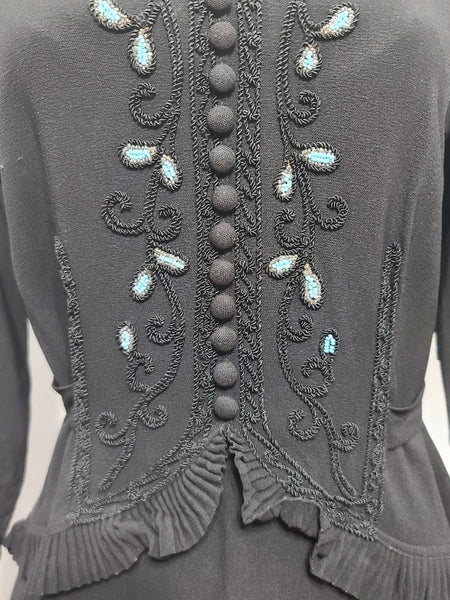 Black Dress with Beading and Soutache <br> (B-35" W-30" H-36")