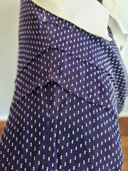 Blue Polka Dot Dress with Ties <br> (B-43" W-36" B-43")