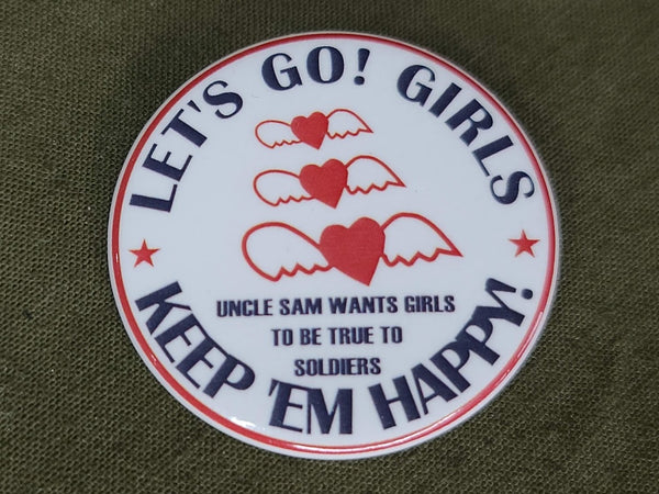 Repro "Let's Go! Girls Keep 'Em Happy" Pinback Button