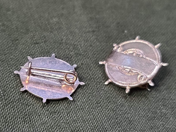 Engravable Heart Ships Wheel Pins (Set of 2)