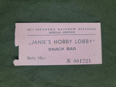 Post-WWII Austrian Occupation 42nd Infantry Snack Bar Ticket