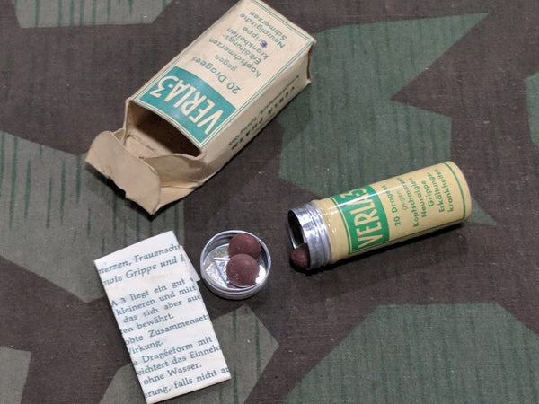 Post-WWII 1950s German Verla-3 Medicine Tin with Contents