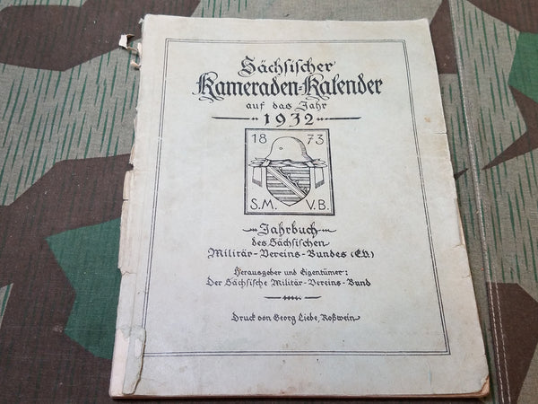 Pre-WWII 1932 German Sächsischer Kameradan-Kalender 1932