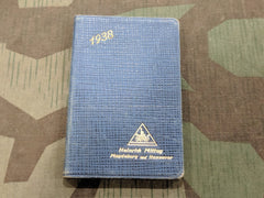 Pre-WWII German 1938 Calendar / Day Planner with Feldpost Nr.