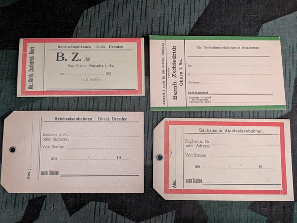 Pre-WWII German Reichsbahn Train Luggage Tags (Set of 4) Dresden