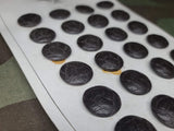 24 Leather Buttons on Card D.R.P. D.R.G.M. 20mm