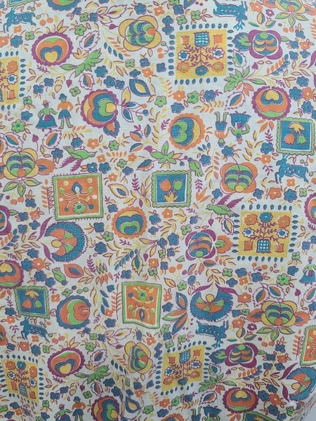 Colorful Novelty Print Dress (Flowers, People, Animals) <br> (B-37" W-32" H-38")