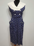 Blue Polka Dot Sleeveless Dress <br> (B-38" W-30" H-40")