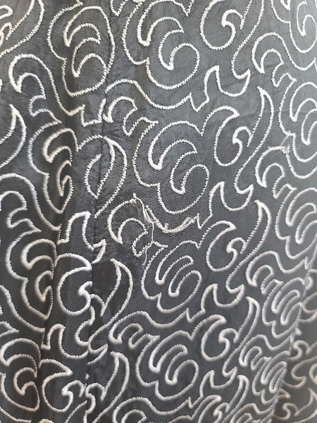 German Black Dress with White Swirl Designs <br> (B-40" W-29.5" H-41")