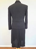 Black Rayon Skirt Suit with Soutache <br> (B-40" W-32" H-43")