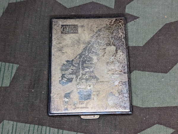 Original Silver Scandinavian Map Cigarette Case