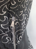 German Black Dress with White Swirl Designs <br> (B-40" W-29.5" H-41")