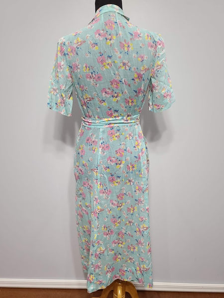 Light Blue Handmade Floral Dress <br> (B-35.5" W-31" H-41")