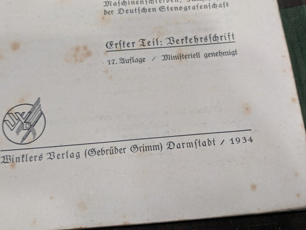 Lehrgang der Deutschen Kurzschrift Shorthand Book 1934