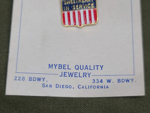 Coro Sweetheart in Service Sterling Pin on Original Card