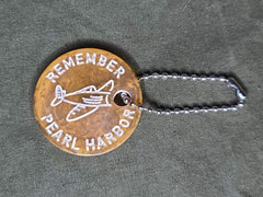 Repro Yellow Bakelite Remember Pearl Harbor Keychain