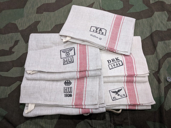 Reproduction WWII German Linen Hand Towels w/ Markings