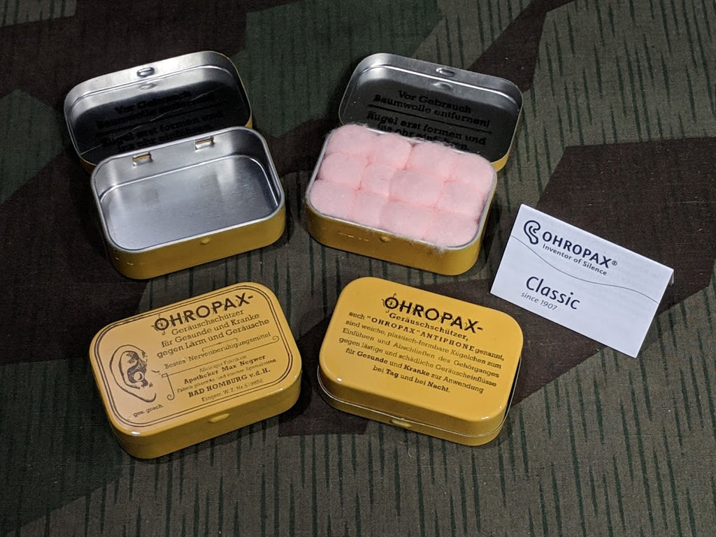 WWII German Repro Ohropax Earplug Tin w/ Ear Plugs