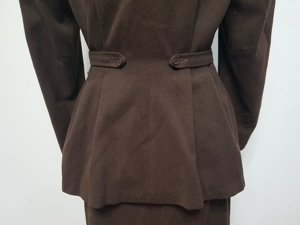 Brown Wool Skirt Suit <br> (B-35" W-27" H-37")