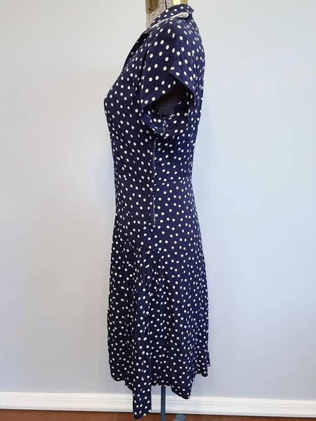 Dark Blue Polka Dot Dress <br> (B-35" W-27.5" H-35.5")