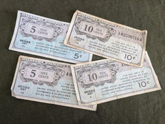 Set of 4 U.S. Military Payment Certificates PW