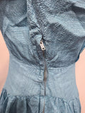Blue Dress with Flower Buttons <br> (B-38" W-27" H-48")