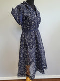 Blue See-Through Dress with Flower Design <br> (B-39" W-30" H-43")