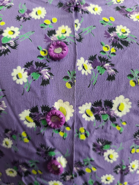 Purple Flower Print Dress <br> (B-35" W-26" H-33")